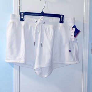 NWT champion, white tight waist shorts and fleece size extra large